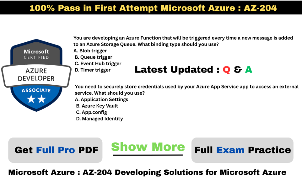Free Microsoft AZ-204 Exam Questions and Answers